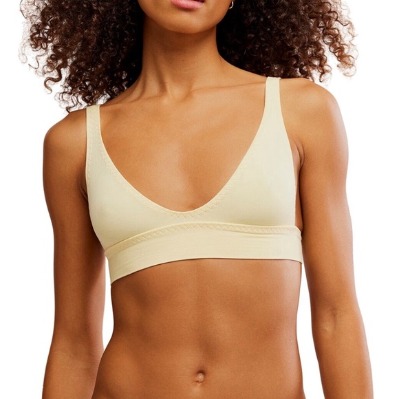 Free People butter Yellow solid Triangle Bralette size M/L new - Picture 1 of 6